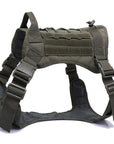 Nylon Tactical Dog Harness with Handle & Bungee Leash for Large Dogs