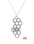 Vertical Honeycomb Pendant With Bee And Chain