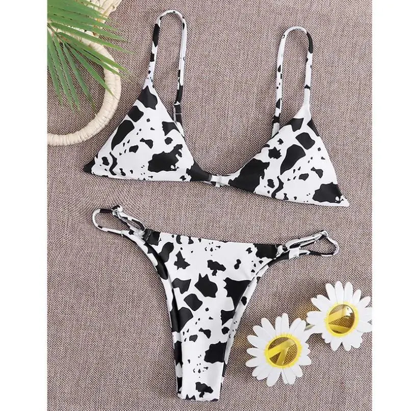 New Cow Print Swimsuit Women