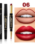 Double Ended Matte Lipstick Long Lasting Wateproof Lipsticks Brand Lip Makeup Cosmetics Dark Red Lips Liner Pencil Beauty