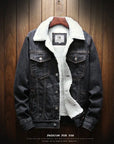 Men Light Blue Winter Jean Jackets Outerwear Warm Denim Coats New Men