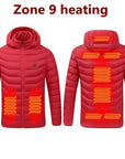 Men Winter Warm USB Heating Jackets Smart Thermostat Pure Color Hooded Heated Clothing Waterproof  Warm Jackets