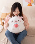 Cow & Strawberry Cat Plush Pillow – Soft Huggable Toy for Girls and Friends