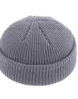 Unisex Winter Ribbed Knitted Cuffed Short Melon Cap