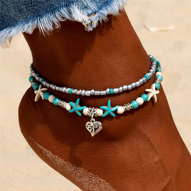 Sea Shell Beads Multilayer Anklets