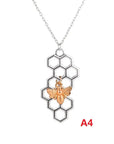 Vertical Honeycomb Pendant With Bee And Chain