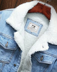 Men Light Blue Winter Jean Jackets Outerwear Warm Denim Coats New Men