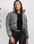 Shiny PU Leather Winter Jacket