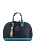 Antonia Leather Handbag- Navy/Turquoise