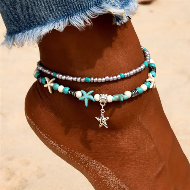 Sea Shell Beads Multilayer Anklets