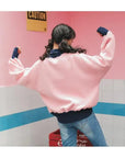 Pink Oversized Winter Sweatshirt