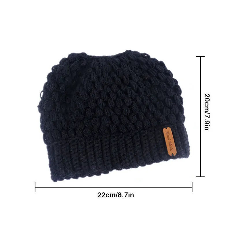 Winter Knitted Women's Ponytail Hats