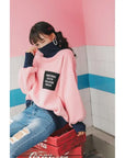 Pink Oversized Winter Sweatshirt