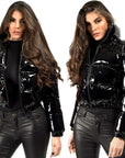 Shiny PU Leather Winter Jacket