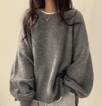 Crew Neck Pullover Sweater For Women