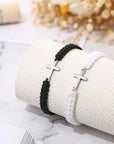 Adjustable Black & White Cross Bracelets