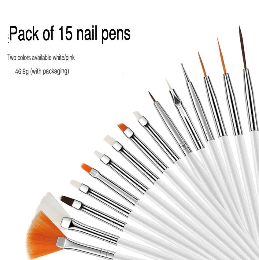 20PCS/Set Nail Art Design Dotting Painting Drawing Polish Brush Pen Tools UV Gel