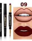 Double Ended Matte Lipstick Long Lasting Wateproof Lipsticks Brand Lip Makeup Cosmetics Dark Red Lips Liner Pencil Beauty