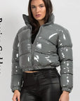 Shiny PU Leather Winter Jacket