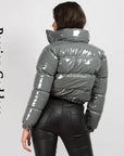 Shiny PU Leather Winter Jacket