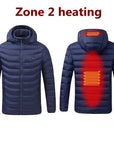 Men Winter Warm USB Heating Jackets Smart Thermostat Pure Color Hooded Heated Clothing Waterproof  Warm Jackets