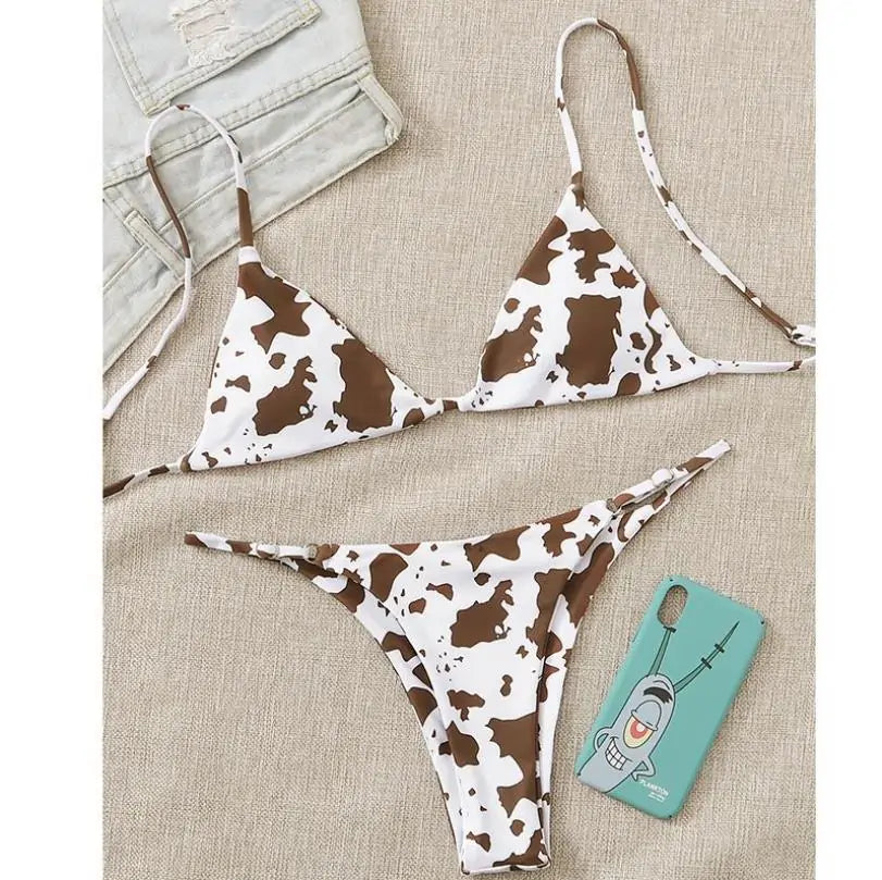 New Cow Print Swimsuit Women