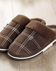 Winter Slippers Suede Gingham Plush