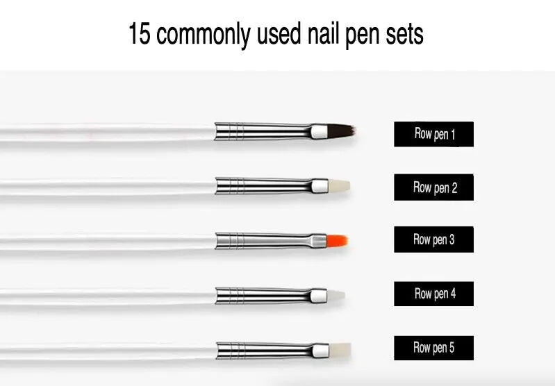 20PCS/Set Nail Art Design Dotting Painting Drawing Polish Brush Pen Tools UV Gel