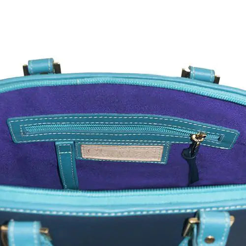 Antonia Leather Handbag- Navy/Turquoise