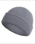 Unisex Winter Ribbed Knitted Cuffed Short Melon Cap