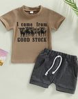 Casual Baby Boy Clothes Suit Cartoon Cow Print