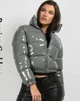 Shiny PU Leather Winter Jacket