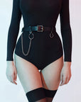 Leather Harness Women Waist O-ring Chain Belt