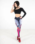 PureGem Cyberwomen Print Push-Up Fitness Leggings