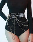 Leather Harness Women Waist O-ring Chain Belt