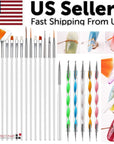 20PCS/Set Nail Art Design Dotting Painting Drawing Polish Brush Pen Tools UV Gel