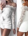 New Lace Off Shoulder Bodysuit Women