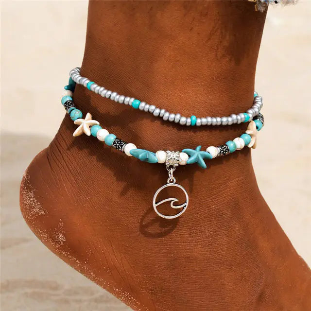 Sea Shell Beads Multilayer Anklets