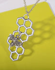 Vertical Honeycomb Pendant With Bee And Chain