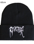 Autumn Winter Black Knitted Embroidery Hats