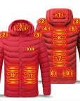 Men Winter Warm USB Heating Jackets Smart Thermostat Pure Color Hooded Heated Clothing Waterproof  Warm Jackets