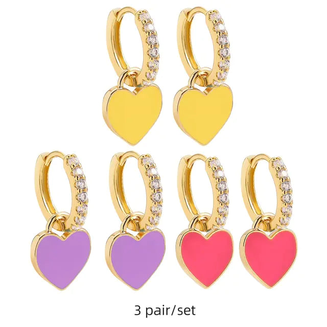 Multicolor Round Piercing Earrings Set