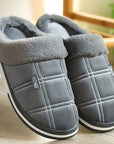 Winter Slippers Suede Gingham Plush