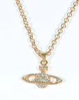 Y2K Jewelry Chain Vintage Crystal Zircon Planet Saturn Necklace