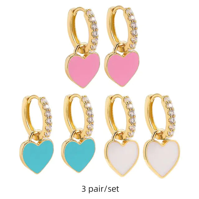 Multicolor Round Piercing Earrings Set