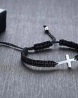 Adjustable Black & White Cross Bracelets