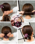 Elegant Rhinestone Flower Pearls Hair Curls Bun Maker