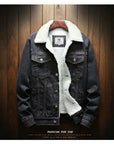 Men Light Blue Winter Jean Jackets Outerwear Warm Denim Coats New Men