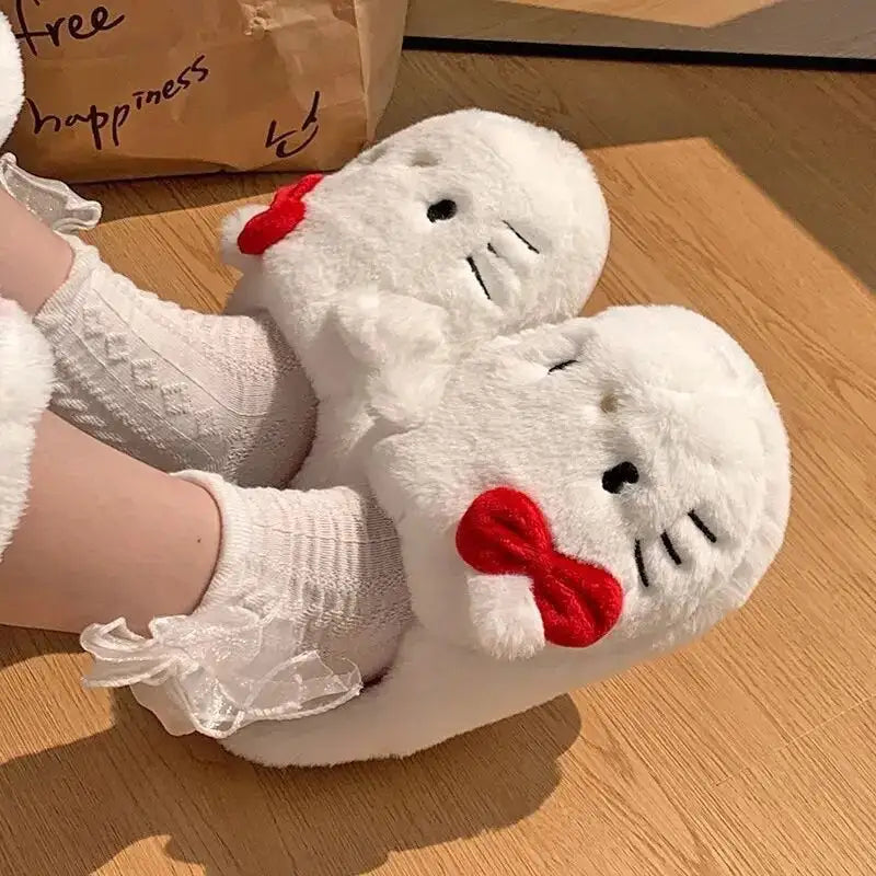 Kitty Kawaii Fluffy Fuzzy House Shoe Slippers